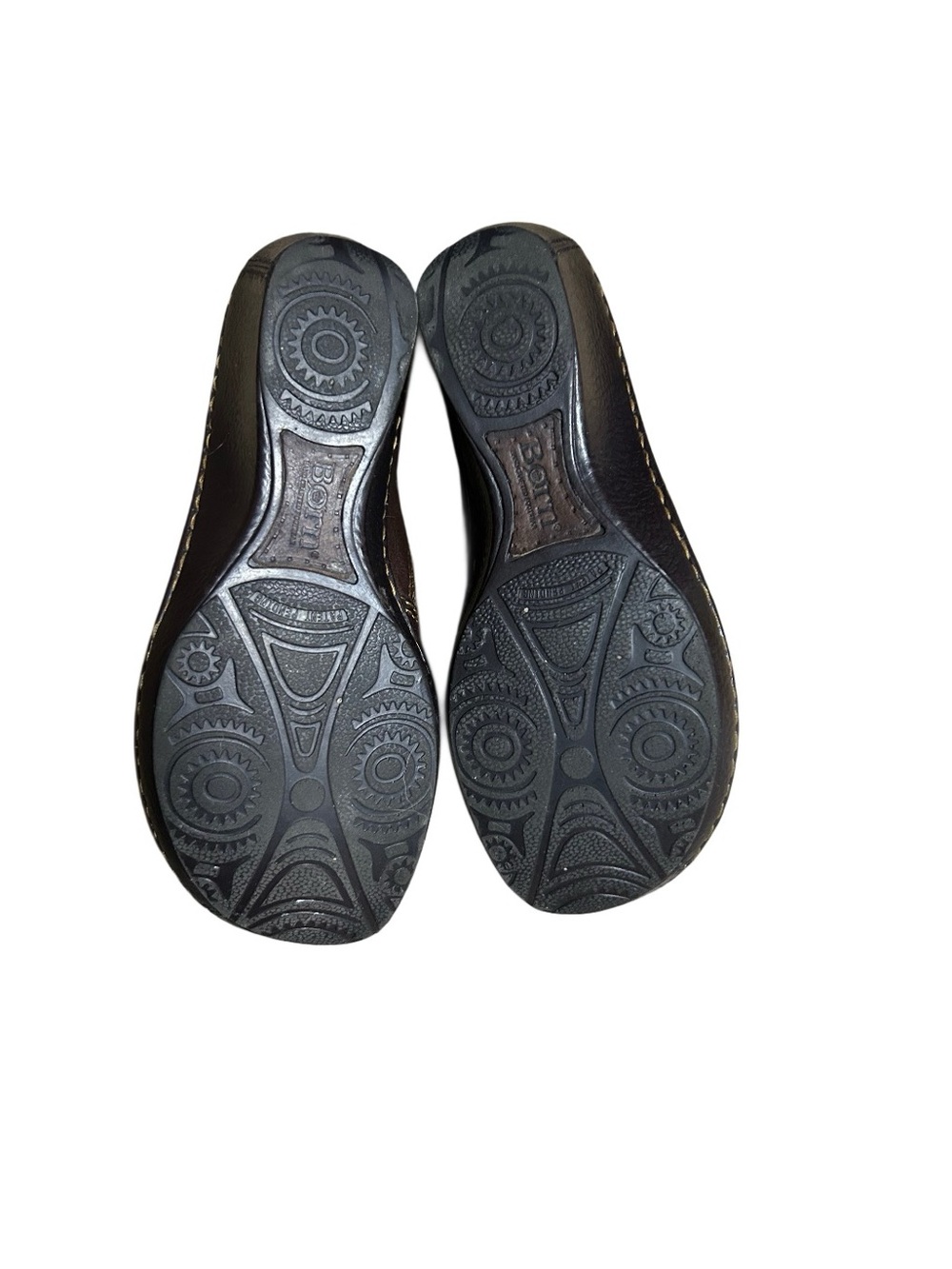 Born Brown Leather Comfort Wedge Clogs Slip On Loafers Shoes M / W Size 6.5 / 37 - Picture 6 of 7